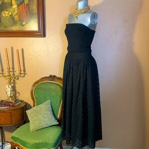 Vintage Laura Ashley Midi Black Lace Skirt.  Sz 10/S